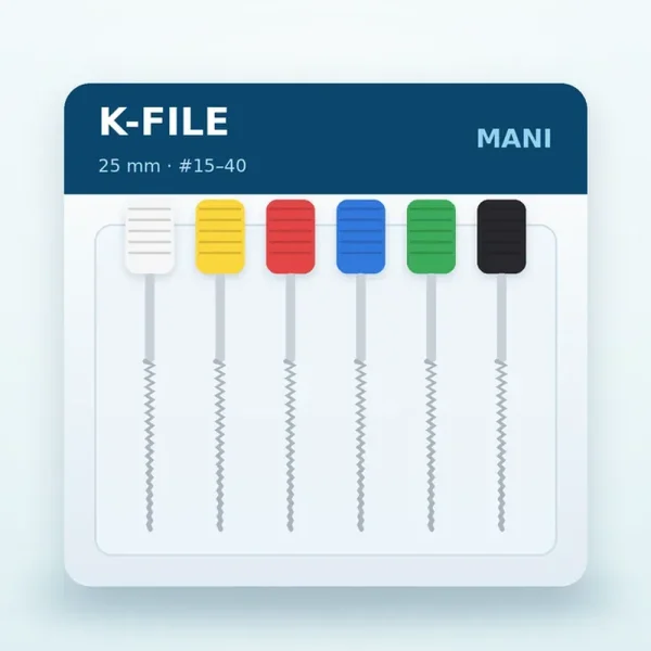 Trâm tay K-File MANI 25 mm, vỉ 6 cây – ảnh 3 Trâm tay K-File MANI 25 mm, vỉ 6 cây